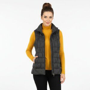Bagatelle Gray Quilted Sleeveless Puffer Zip Up Vest M